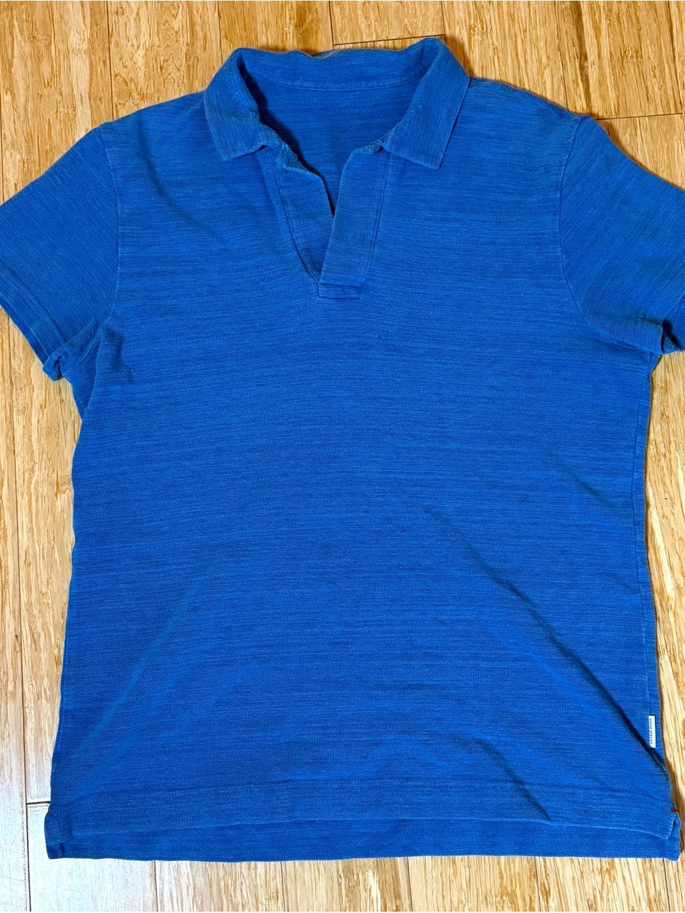 Orlebar Brown Royal Blue Short-Sleeve v-neck Polo mens no tag measurements shown